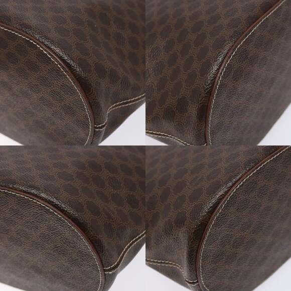 CELINE Macadam Canvas Hand Bag Pvc Leather Brown Gold - Picture 10 of 13